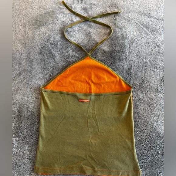Original Y2K La Senza Girl Halter Top - Orange/Olive - Size L fits like a S - Picture 2 of 5